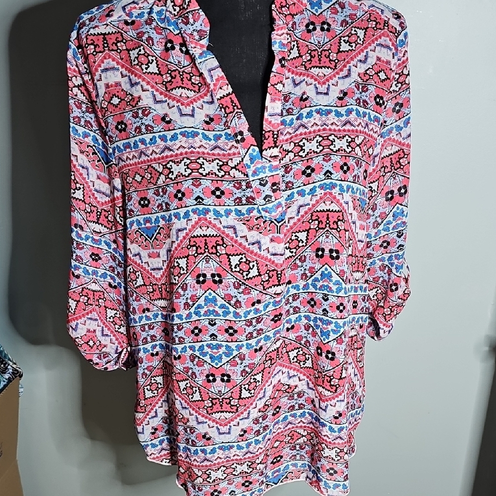 Bohemian Pink Patterned Women's Top